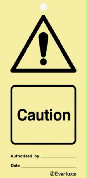 Temporary tie tags, Warning, symbol with compl. te